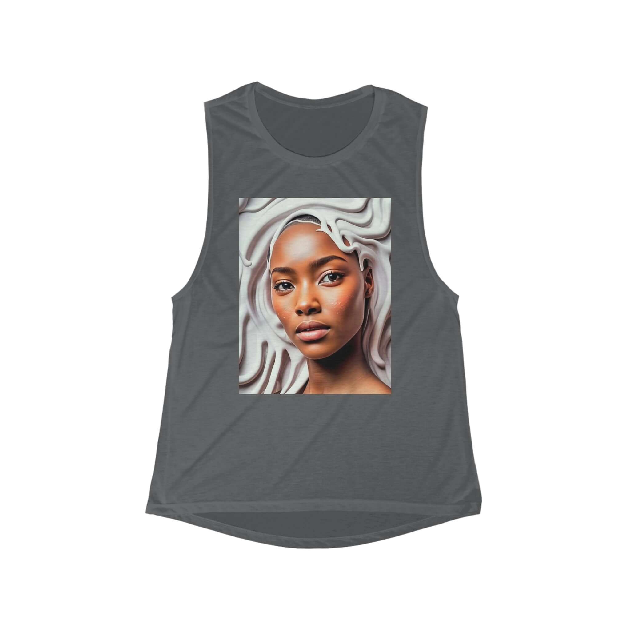 Flowy Scoop Muscle Tee - PRINT EXPLORE