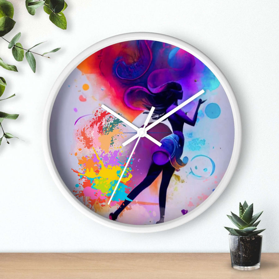Modern Wooden Wall Clock - Lady in Colors - PRINT EXPLORE