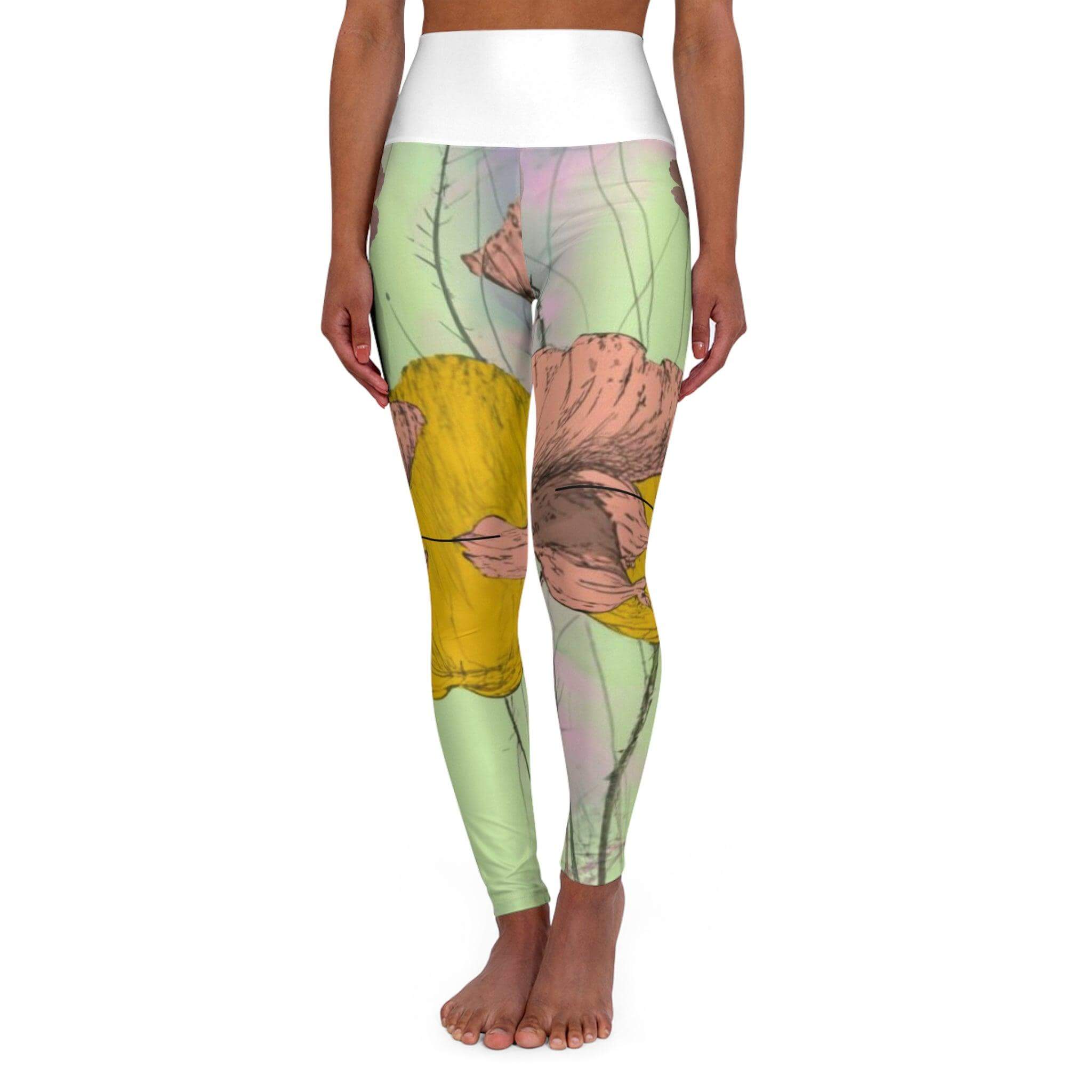 High Waisted Yoga Leggings (AOP) - PRINT EXPLORE