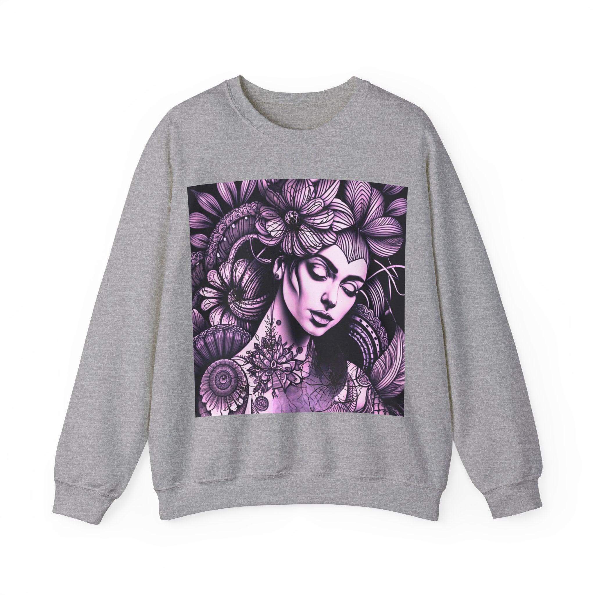 "Lady in Tattoo" Unisex Heavy Blend™ Crewneck Sweatshirt - PRINT EXPLORE