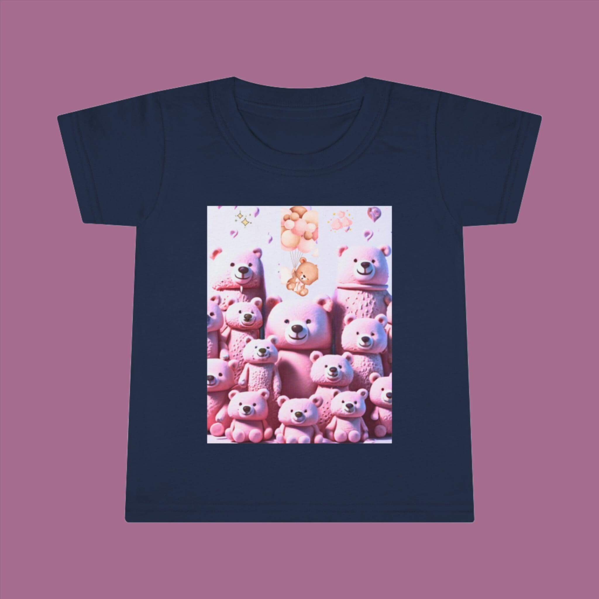 Toddler T-shirt -  blue Pink Bears PRINT EXPLORE