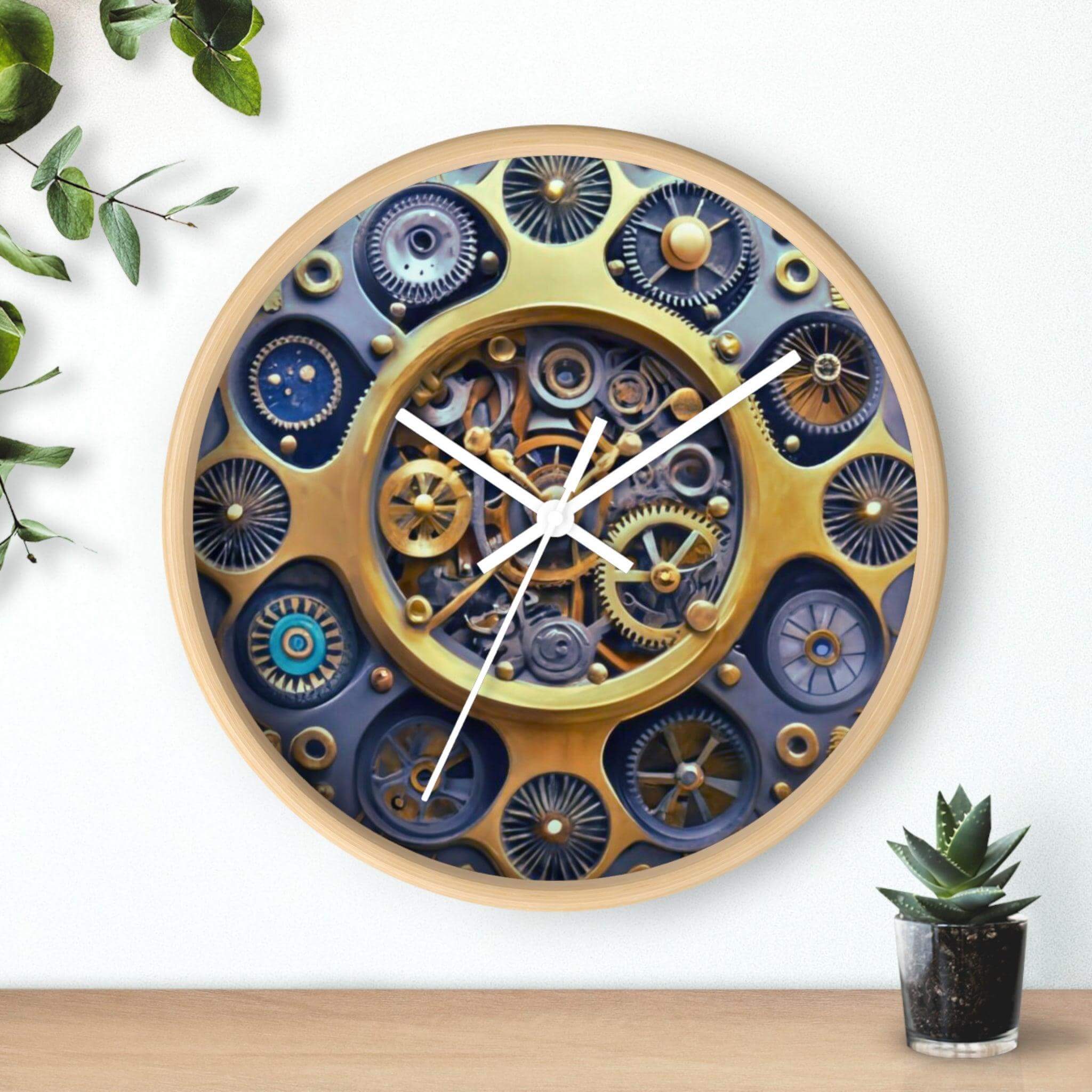 Wall Clock Blue-Gold Colors